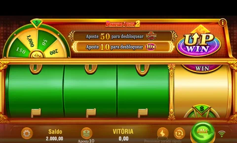Tela de Money Coming 2 com seus rolos e recurso WIN UP